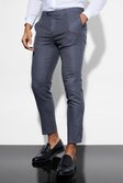 Navy Skinny Fit Cropped Check Suit Trousers