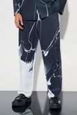 Grey Relaxed Fit Marble Print Tailored Trouser