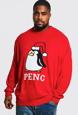 Red Plus Size Peng Christmas Sweater