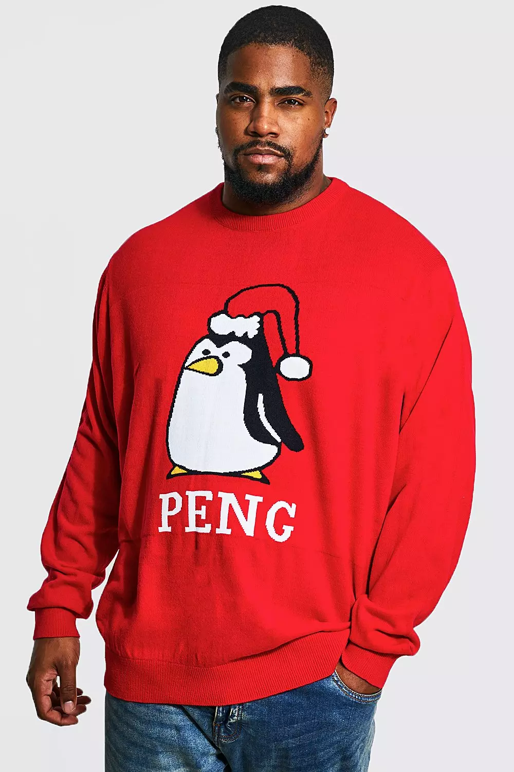 Plus Size Peng Christmas Sweater boohooMAN USA