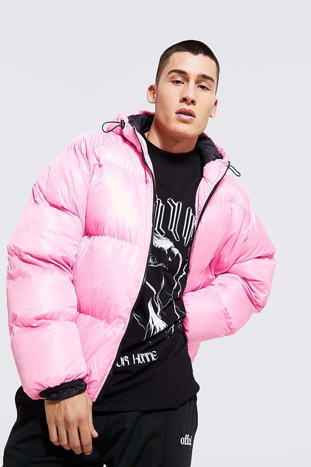 Mens pink puffer on sale jacket