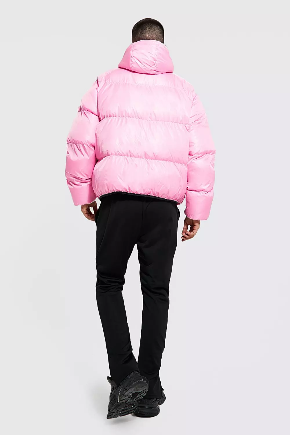 Pink oversized puffer jacket online