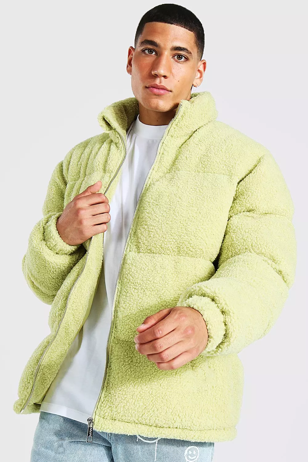 Borg Puffer Jacket boohooMAN