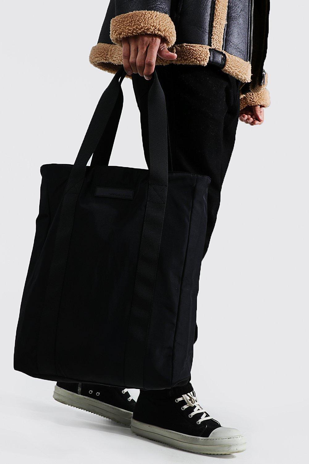 XL black nylon shopper bag