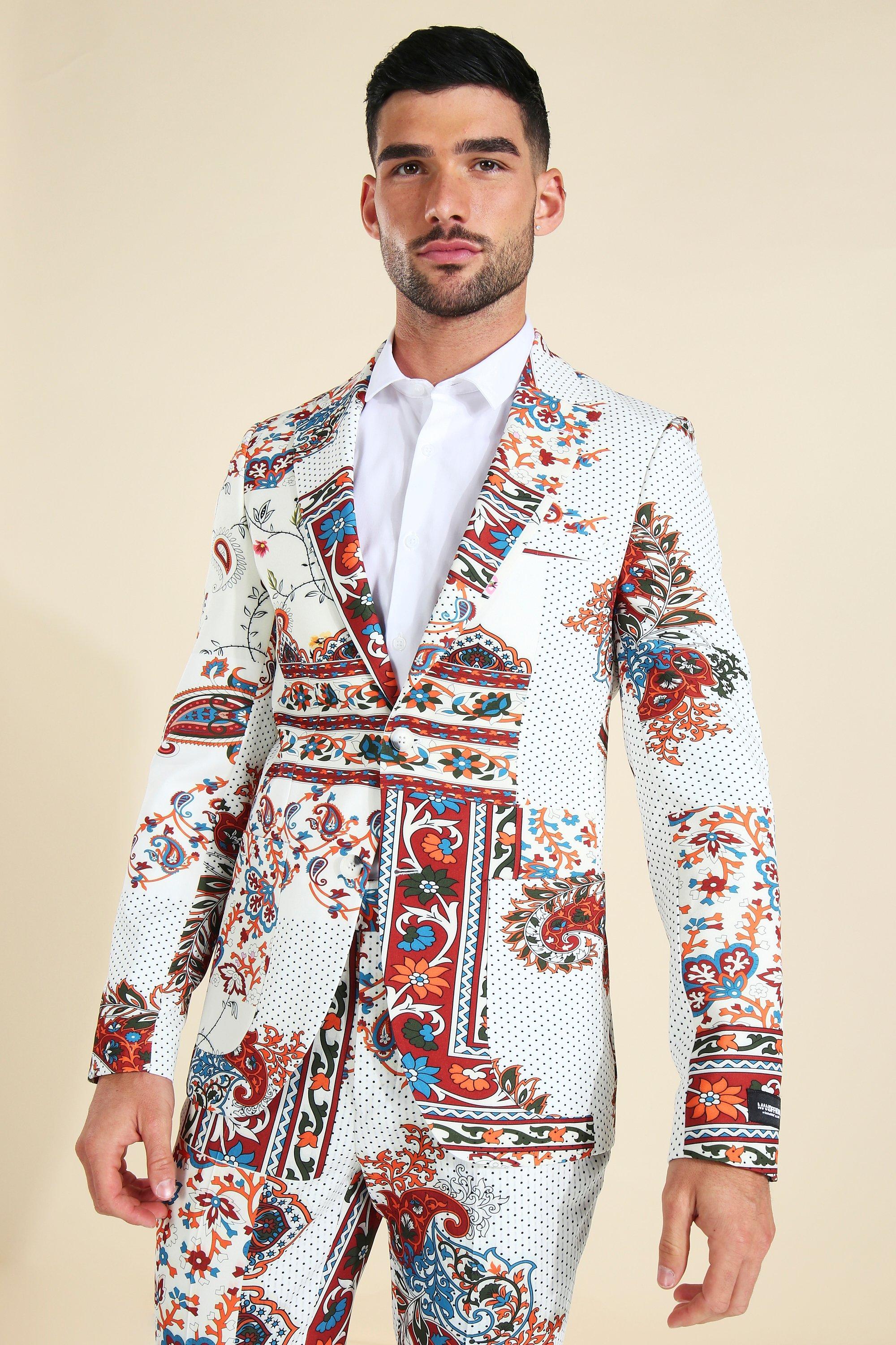 Single Breasted Tapestry Suit Jacket | boohooMAN USA