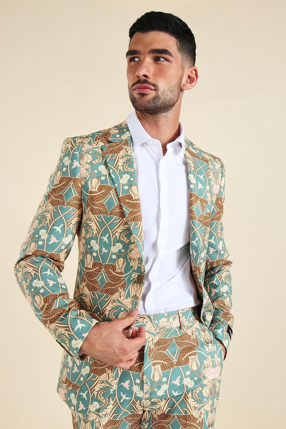 Single Breasted Tapestry Suit Jacket | boohooMAN USA