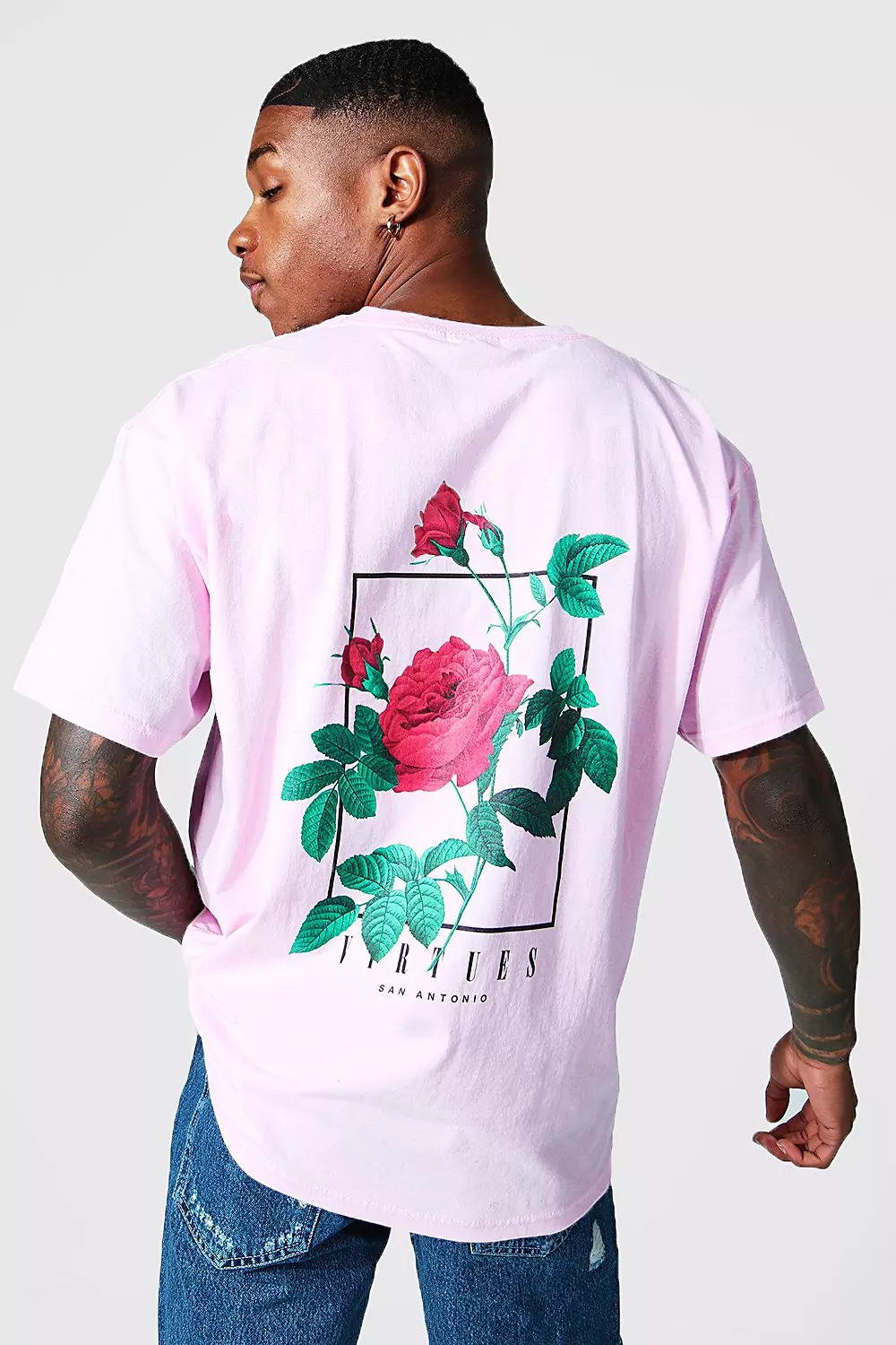 Oversized Virtues Graphic T-shirt Light pink