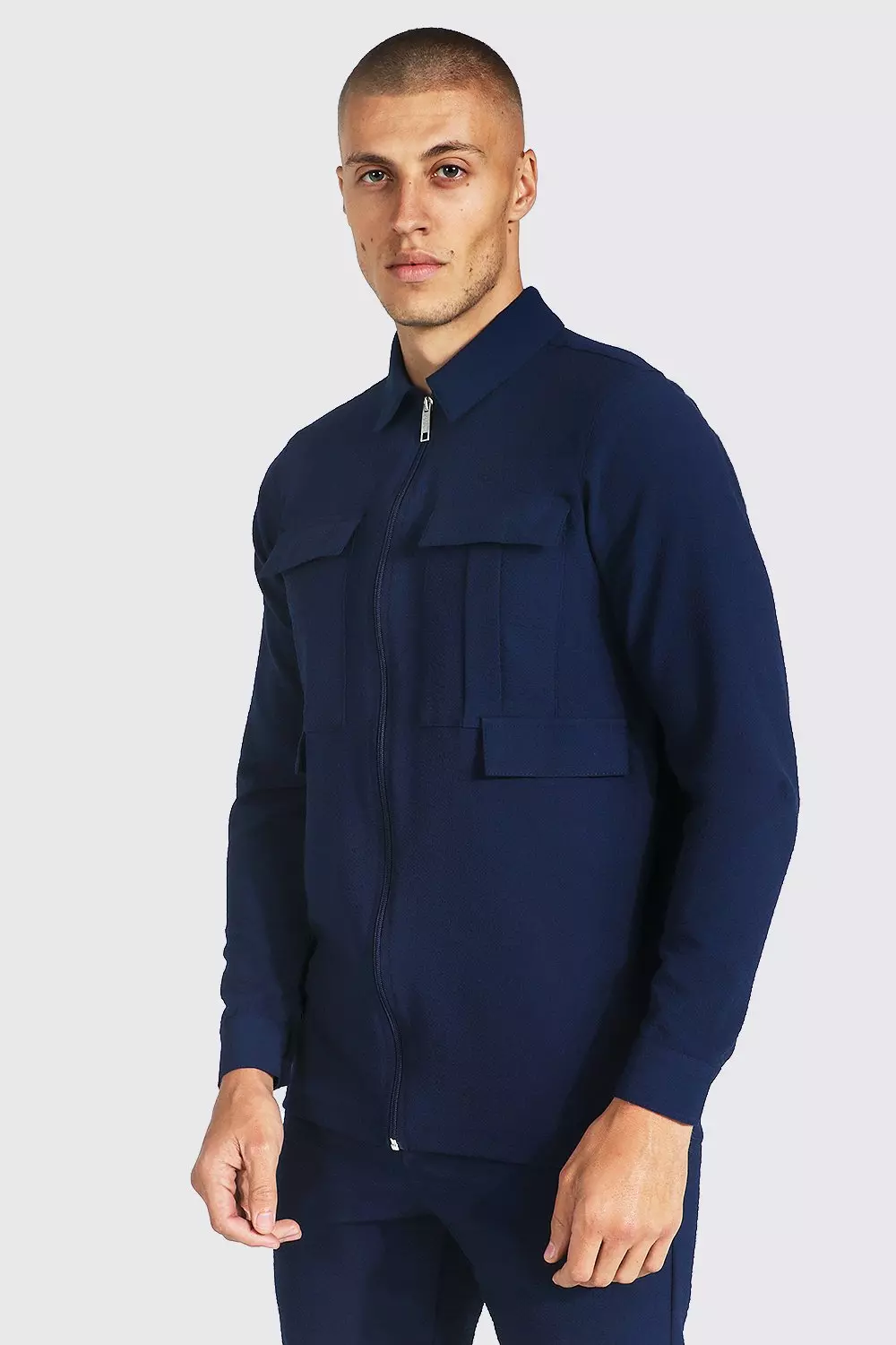 Ensemble cargo bleu marine avec veste Harrington et pantalon