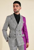 Veste de costume cache-cœur bicolore coupe skinny , Grey