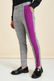 Grey Skinny Check Spliced Suit Trousers