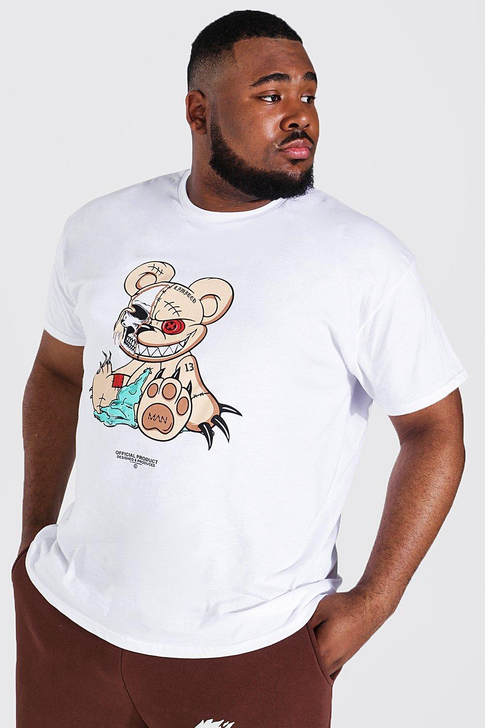 Plus Evil Teddy Print T-shirt | BoohooMAN