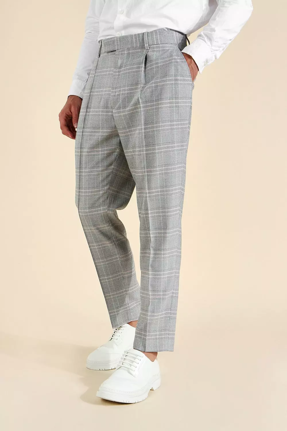 Tapered plaid pants clearance