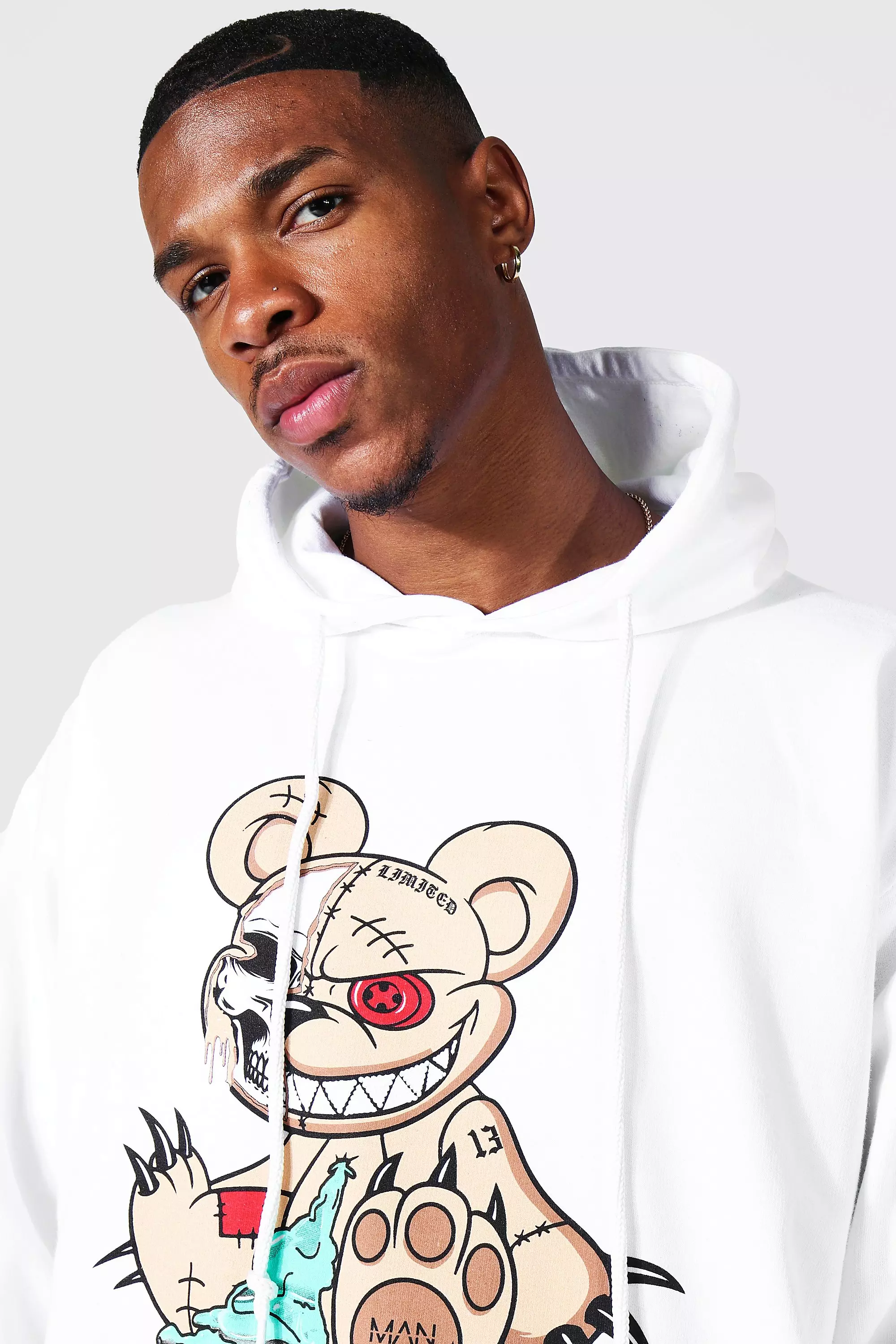 Oversized Evil Teddy Graphic Hoodie boohooMAN