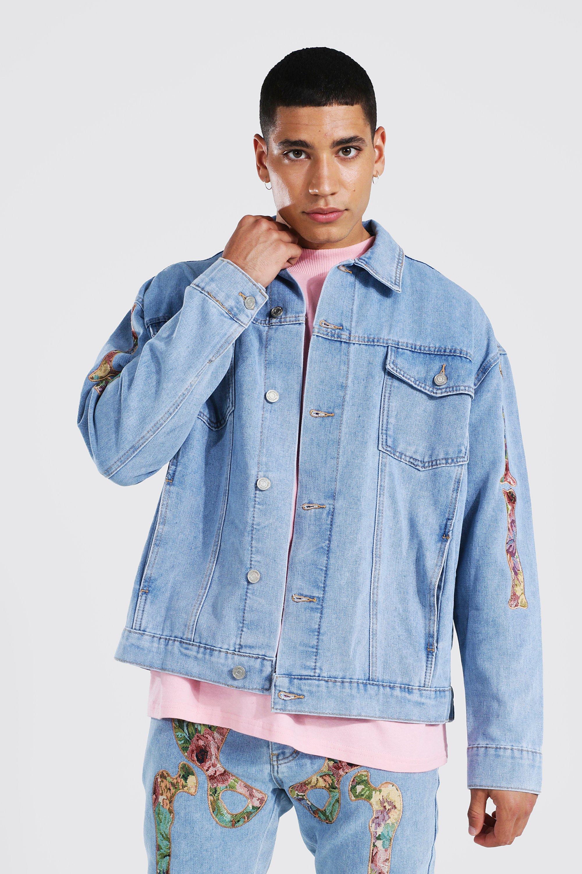 Oversized Tapestry Floral Denim Jacket