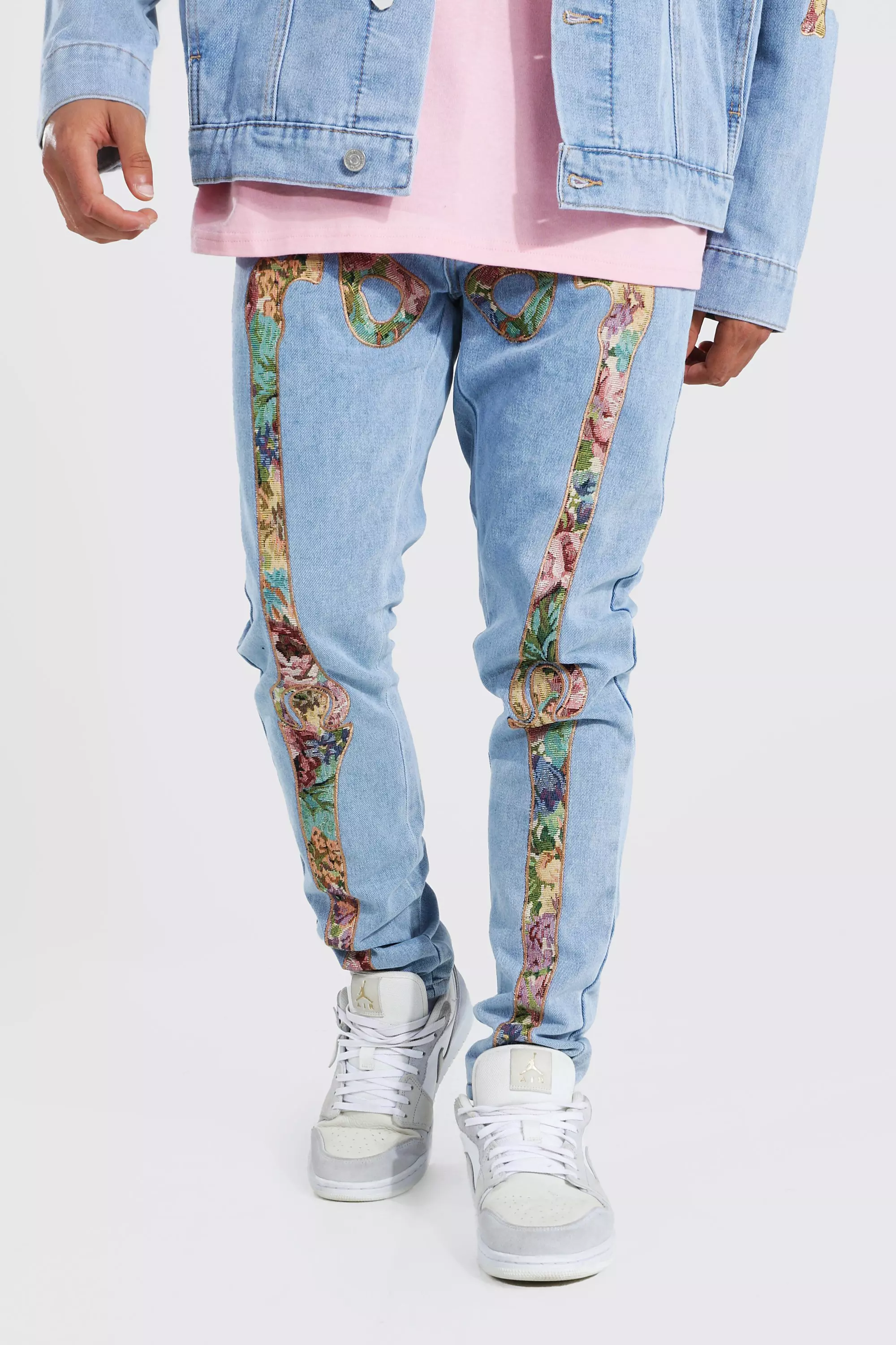 Light blue Slim Skeleton Tapestry Jeans alternative image