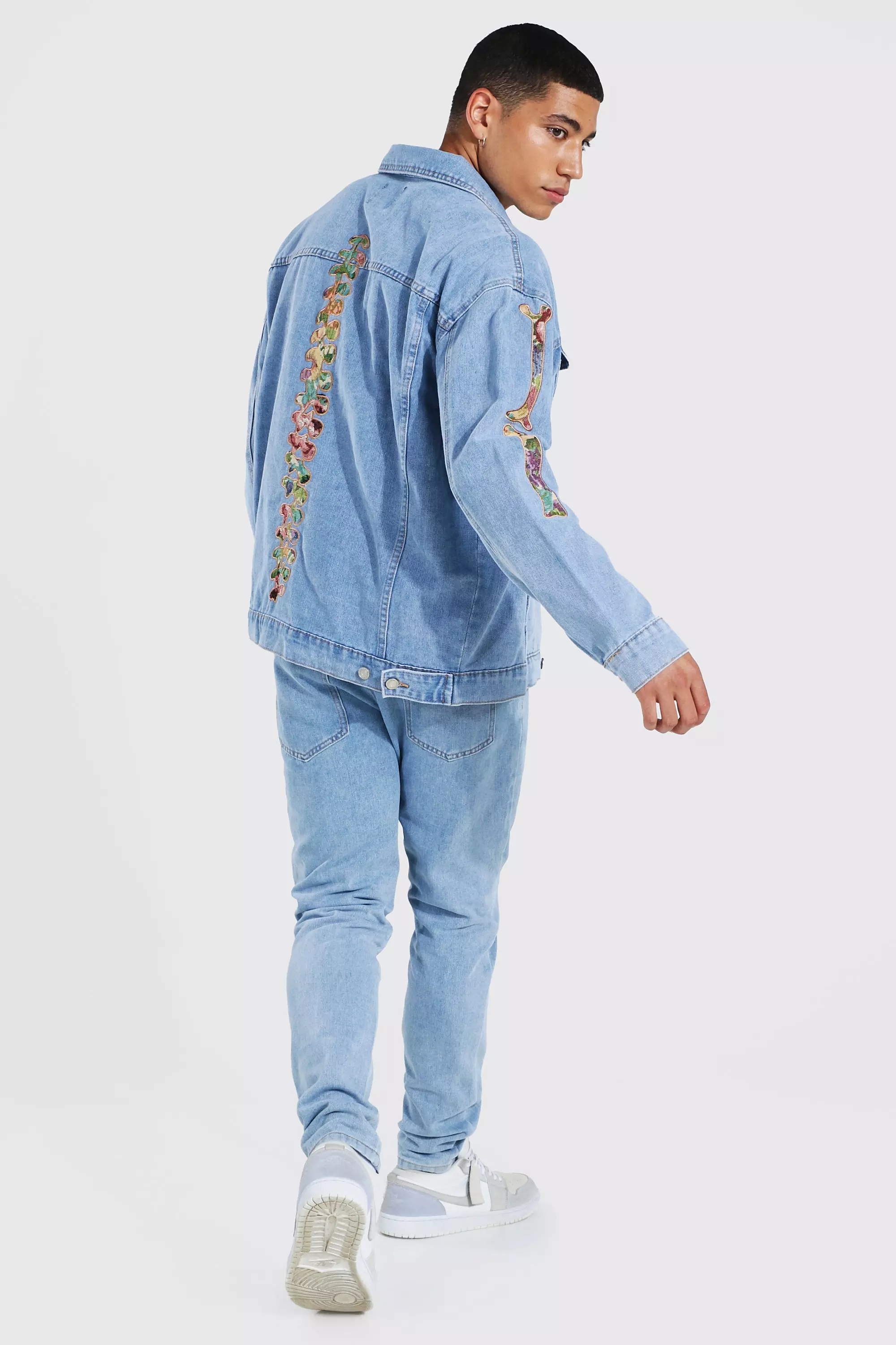 Light blue Slim Skeleton Tapestry Jeans alternative image