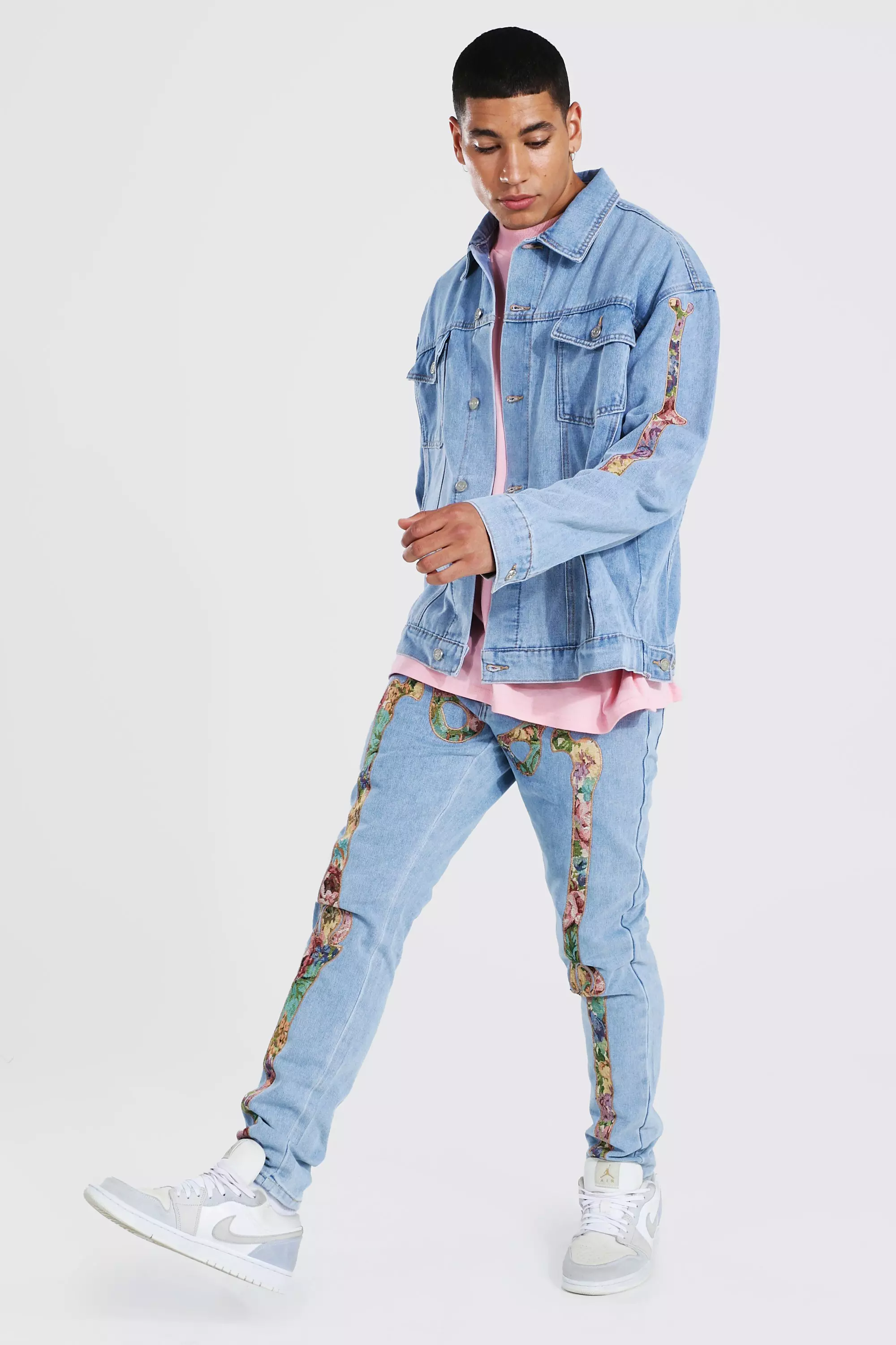 Light blue Slim Skeleton Tapestry Jeans alternative image