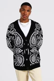 Bandana Knitted Cardigan | boohooMAN USA Bandana Knitted Cardigan | boohooMAN USA
