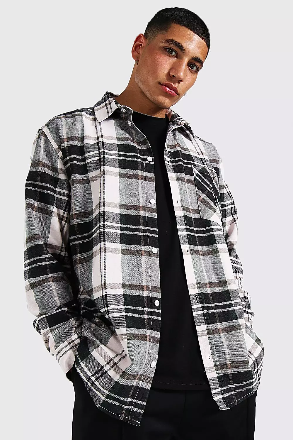 White Oversized Flannel Shirt