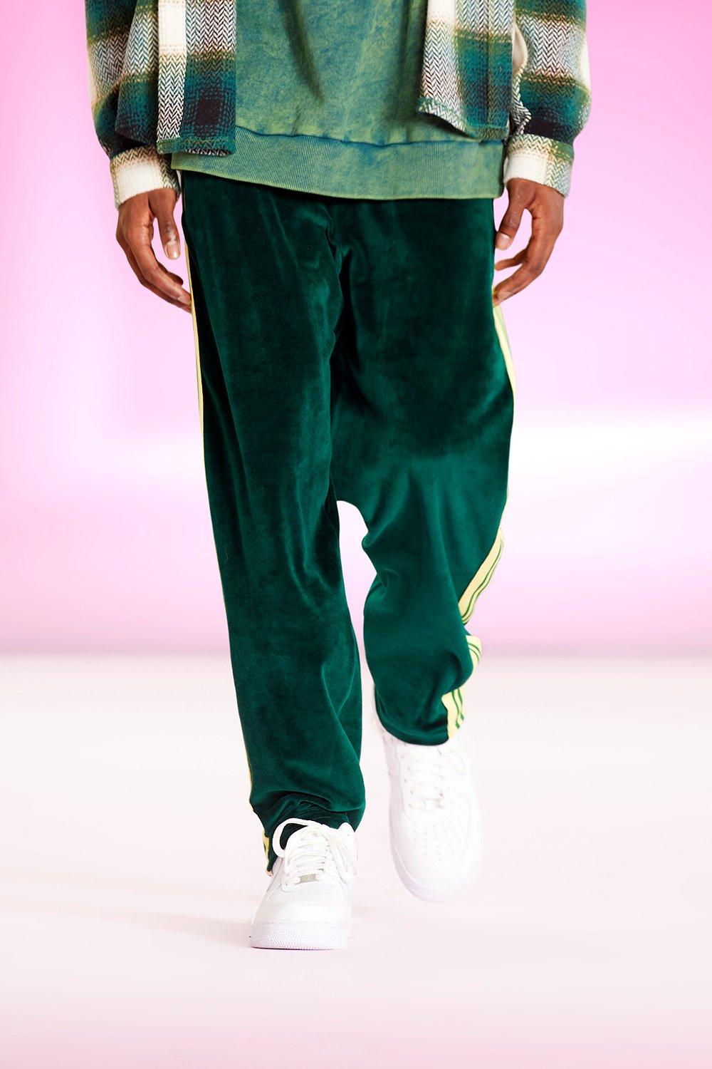 Velour Track Pants - Emerald Green
