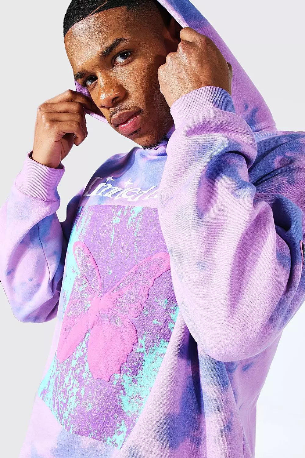 Purple tie dye hoodie mens cheap