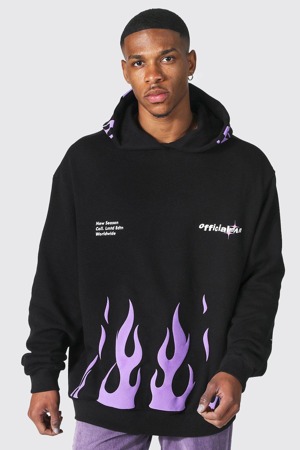 Purple hoodie store with flame