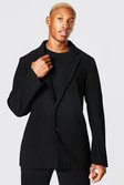 Black Slim Fit Pleated Suit Jacket