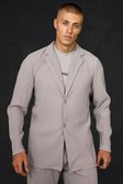 Slim Fit Pleated Suit Jacket, Light grey