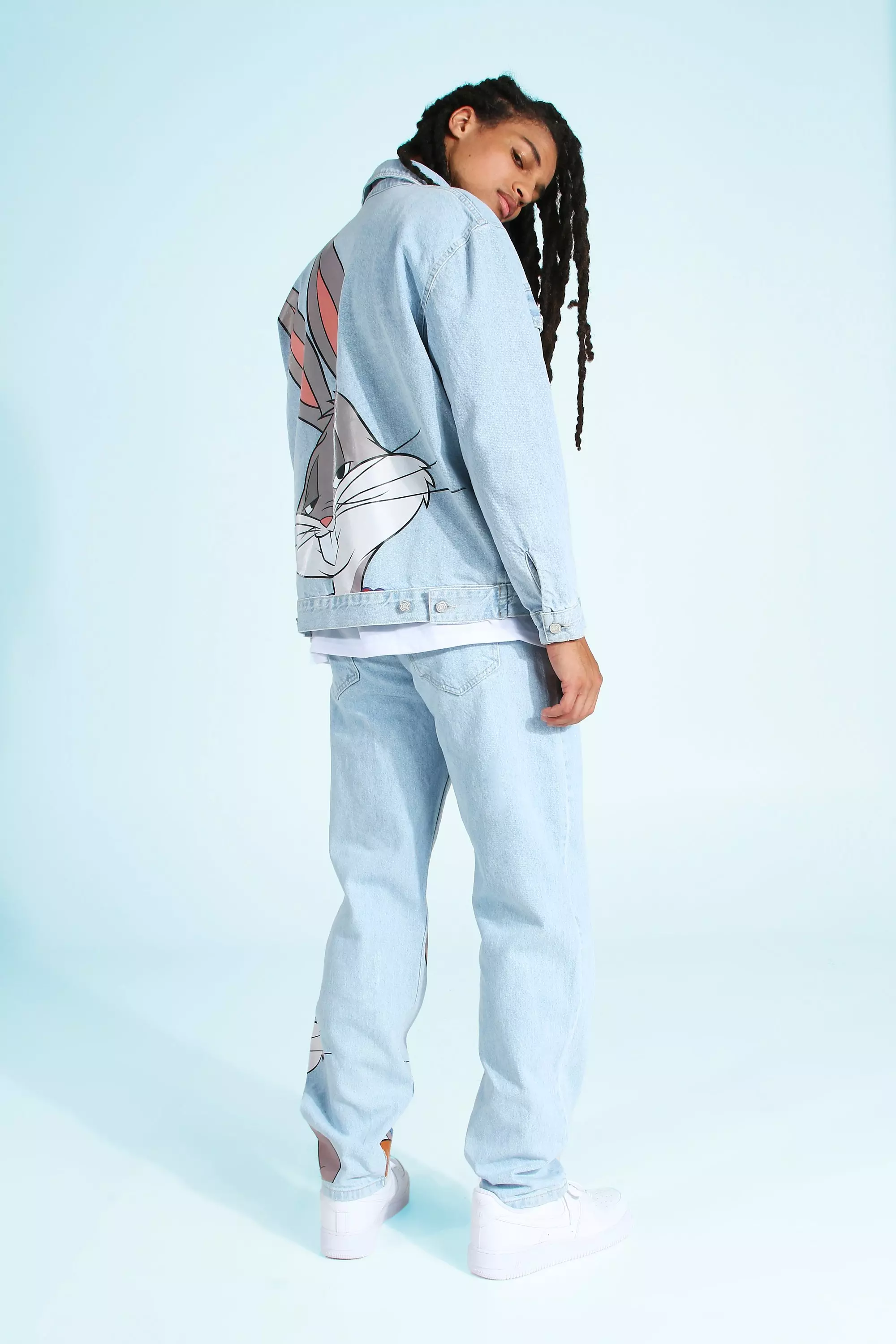 Lockere Space Jam Jeans mit Bugs-Print, Ice blue alternatives Bild