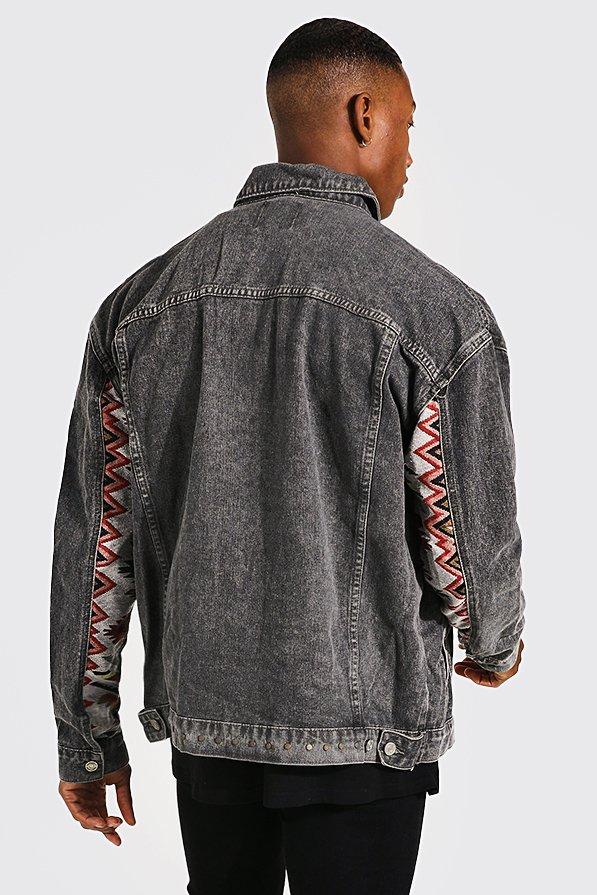 Tapestry Oversized Leather Denim Jacket - Ready to Wear