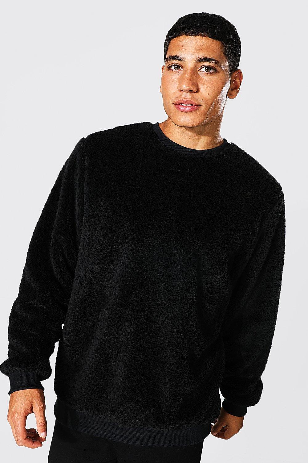 Borg Crew Neck Sweatshirt | boohooMAN USA