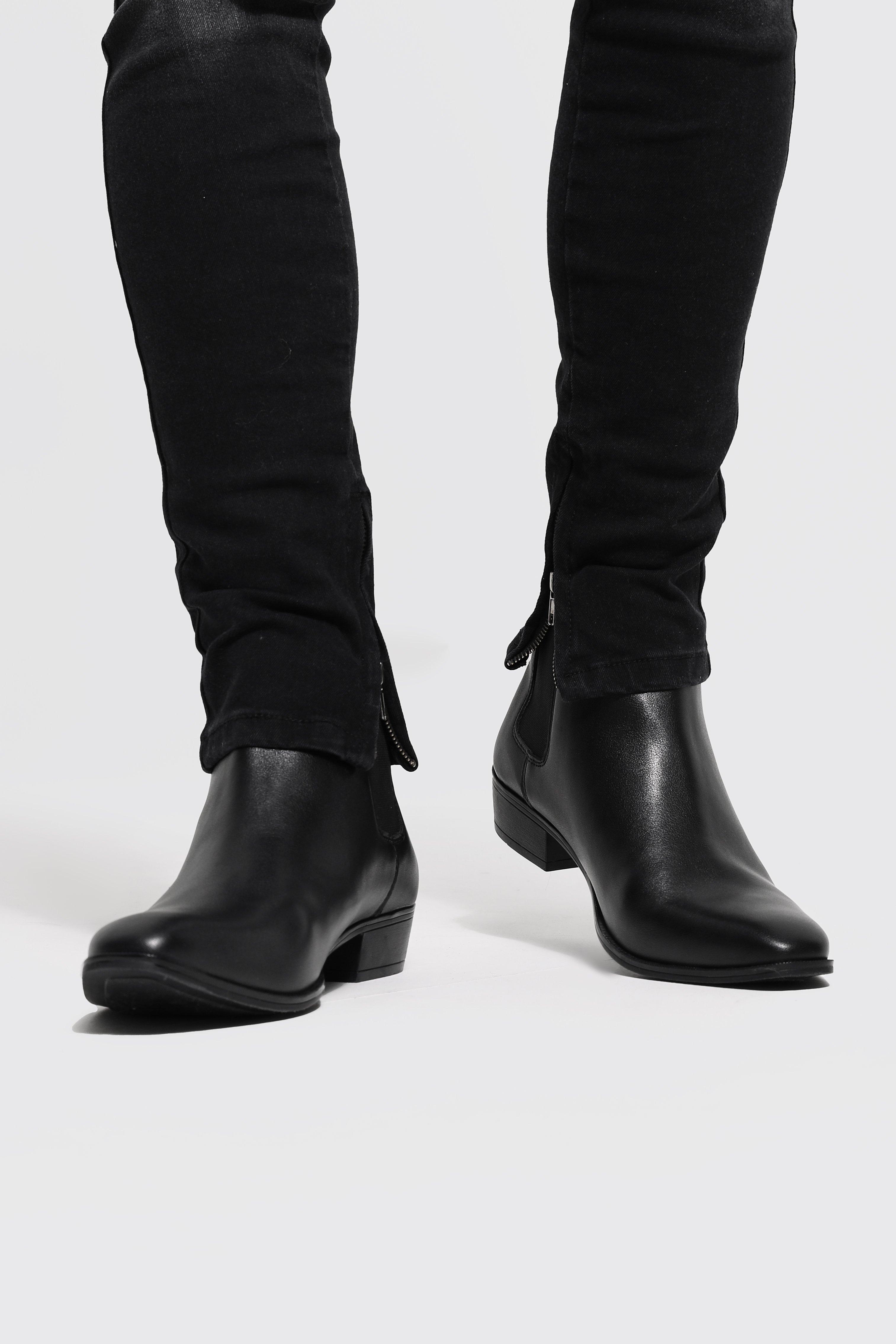 Faux Leather Cuban Boot | boohooMAN USA