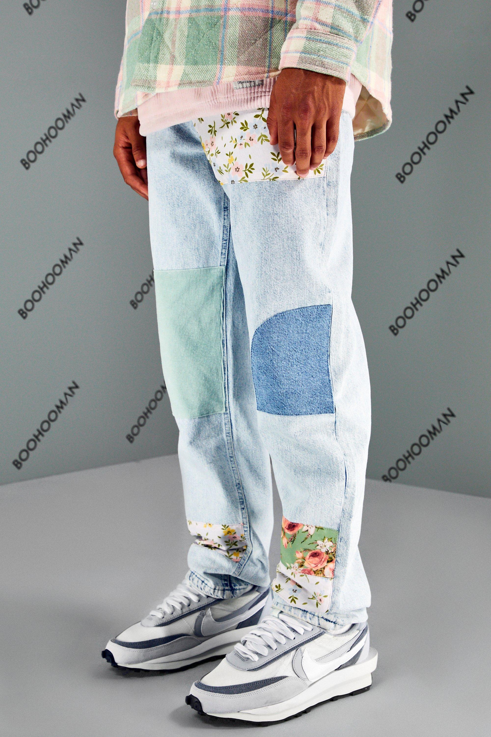 2020 pre-owned patchwork cropped jeans