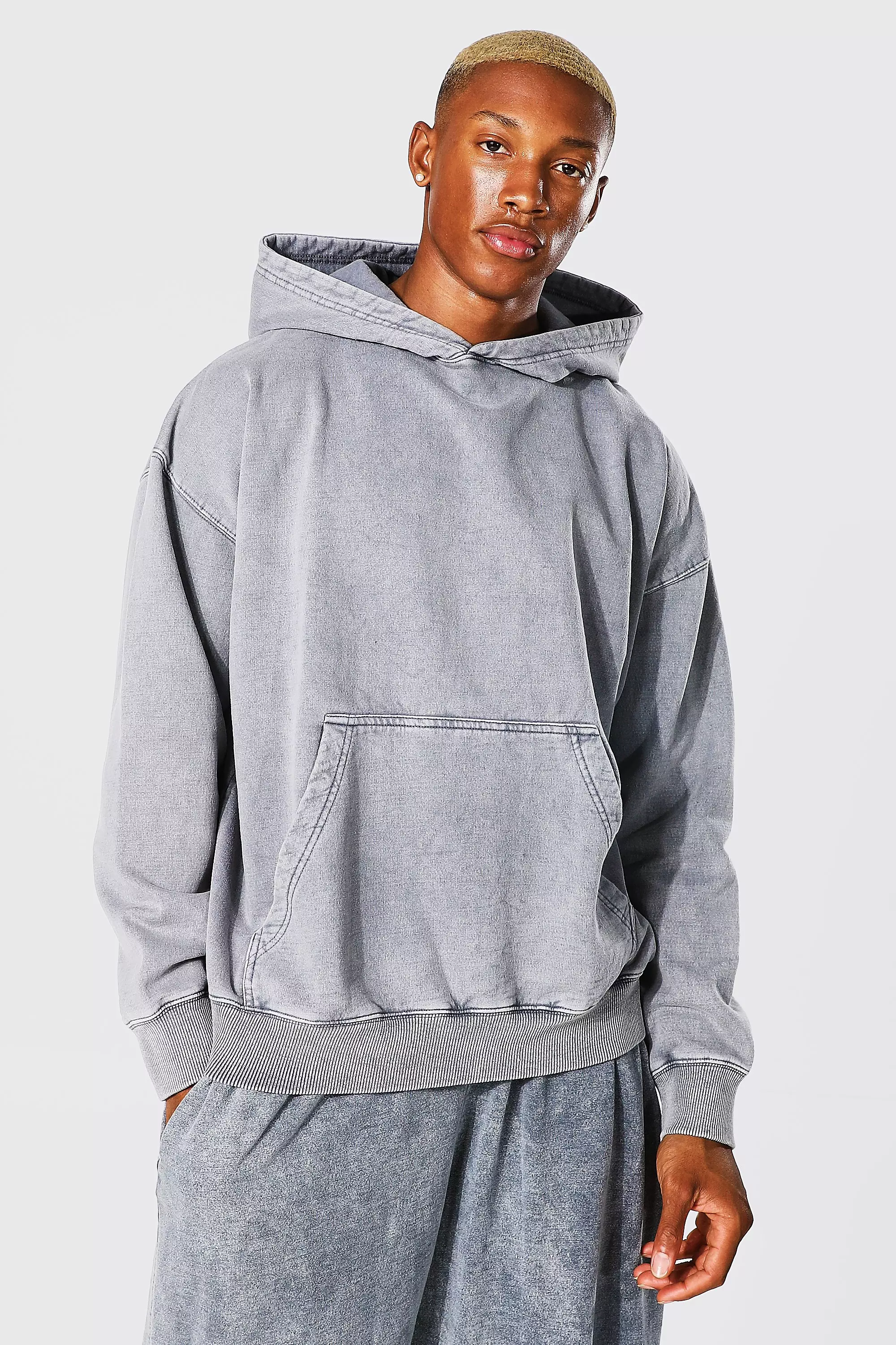 Oversized Washed Hoodie | boohooMAN UK