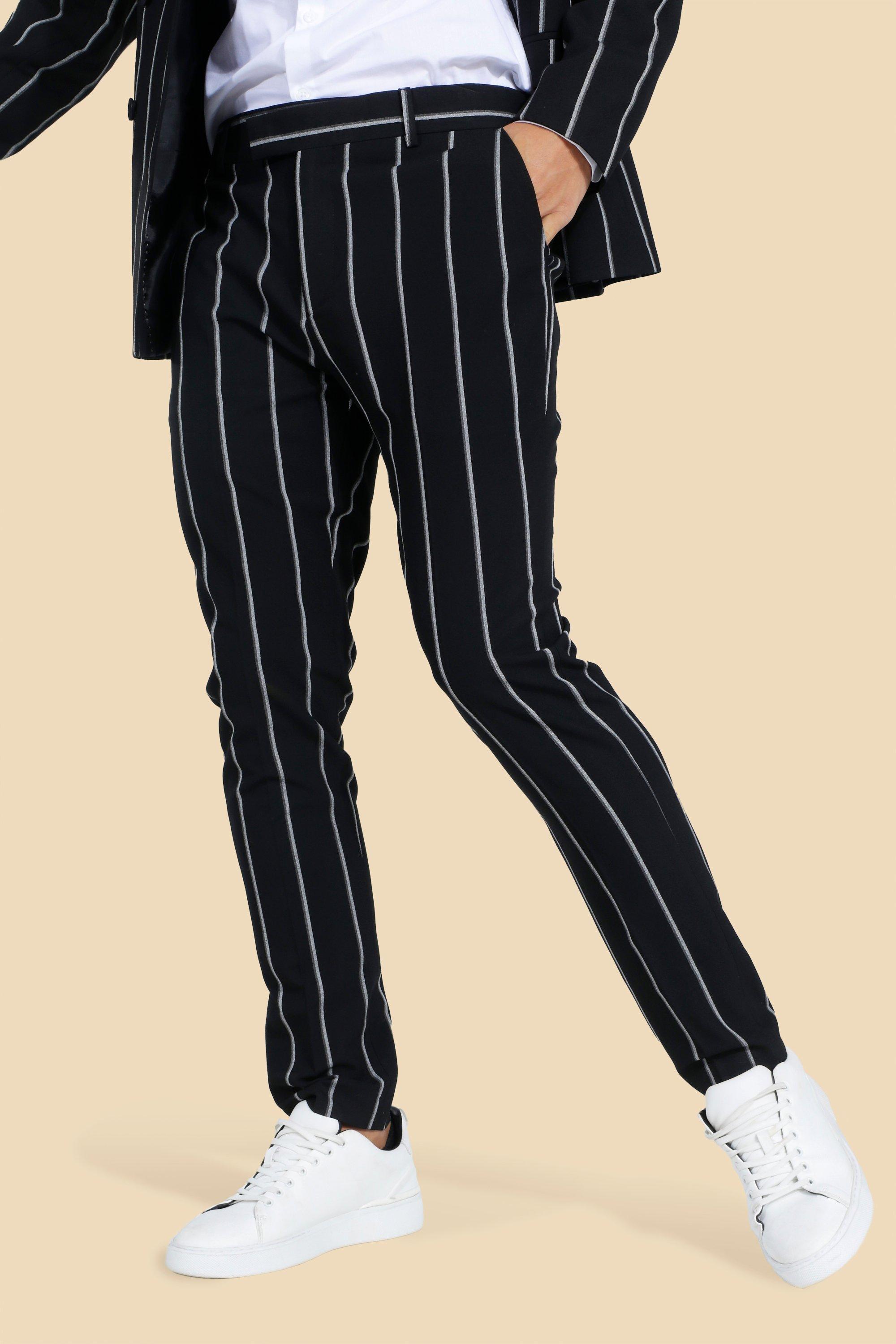 Skinny Pinstripe Suit Trousers boohooMAN