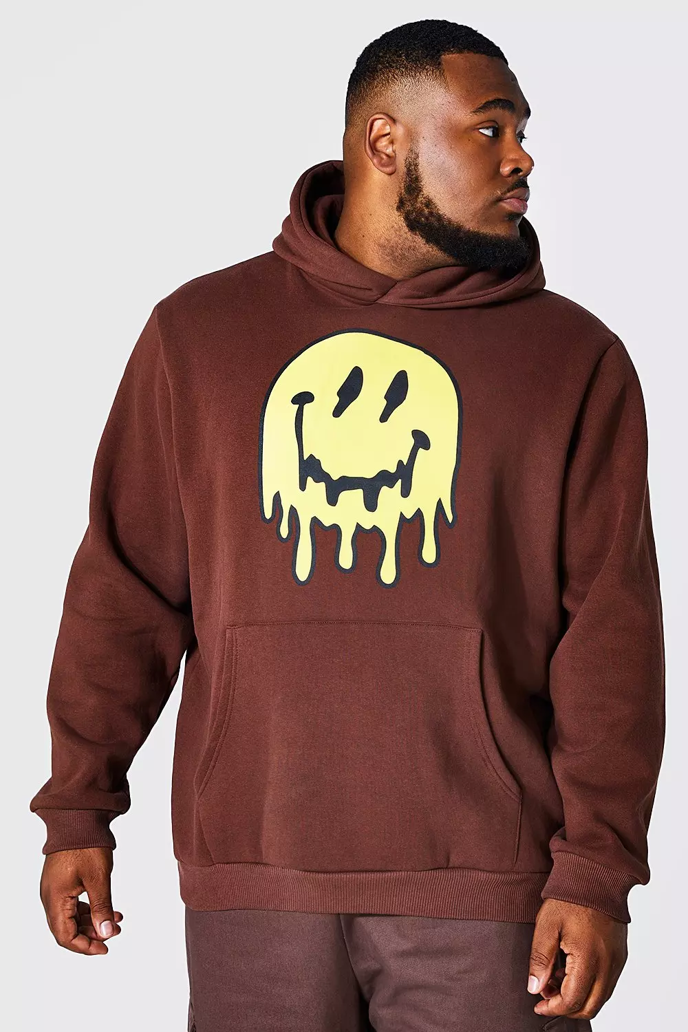 Chocolate Plus Size Graffiti Drip Face Hoodie alternative image