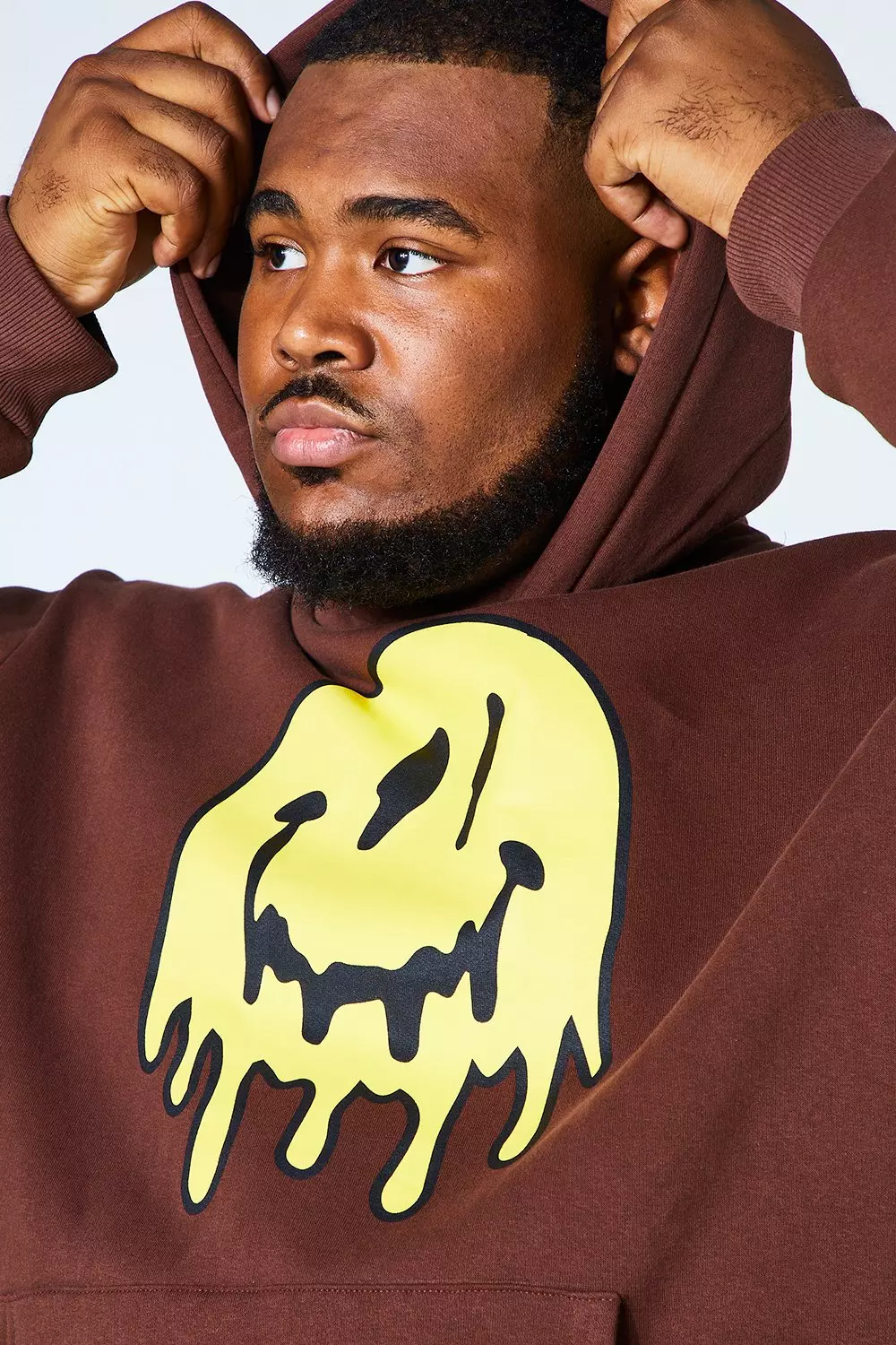 Chocolate Plus Size Graffiti Drip Face Hoodie alternative image