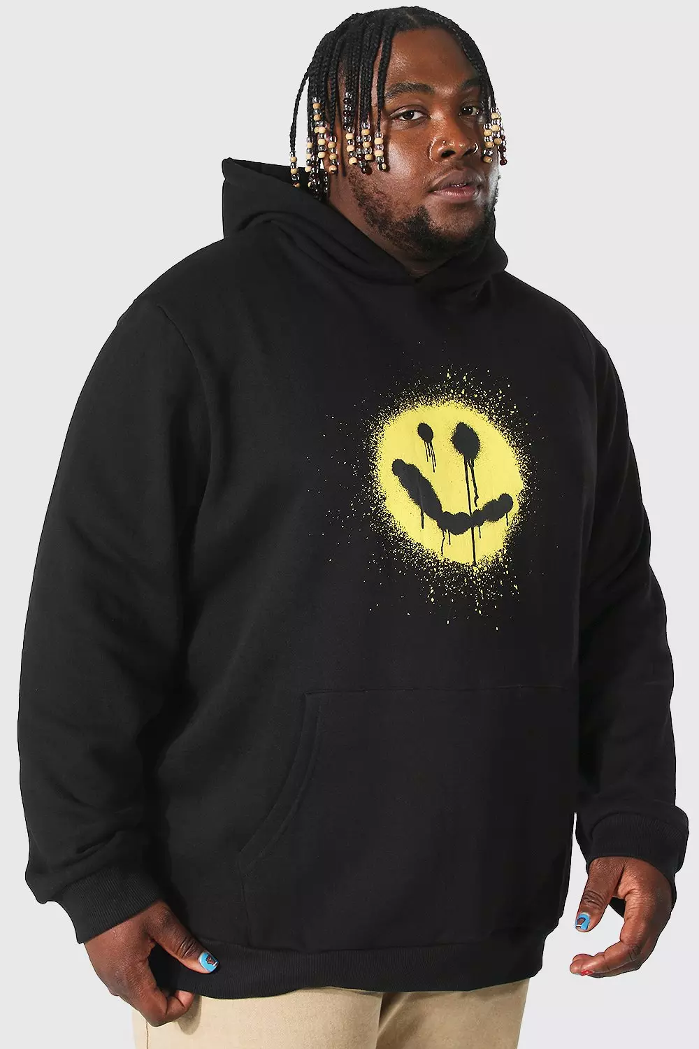 Black Plus Size Graffiti Drip Face Hoodie alternative image