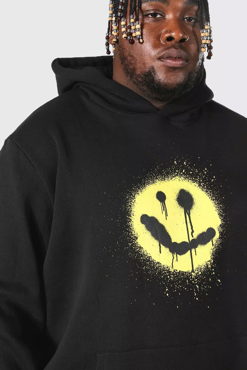 Black Plus Size Graffiti Drip Face Hoodie alternative image