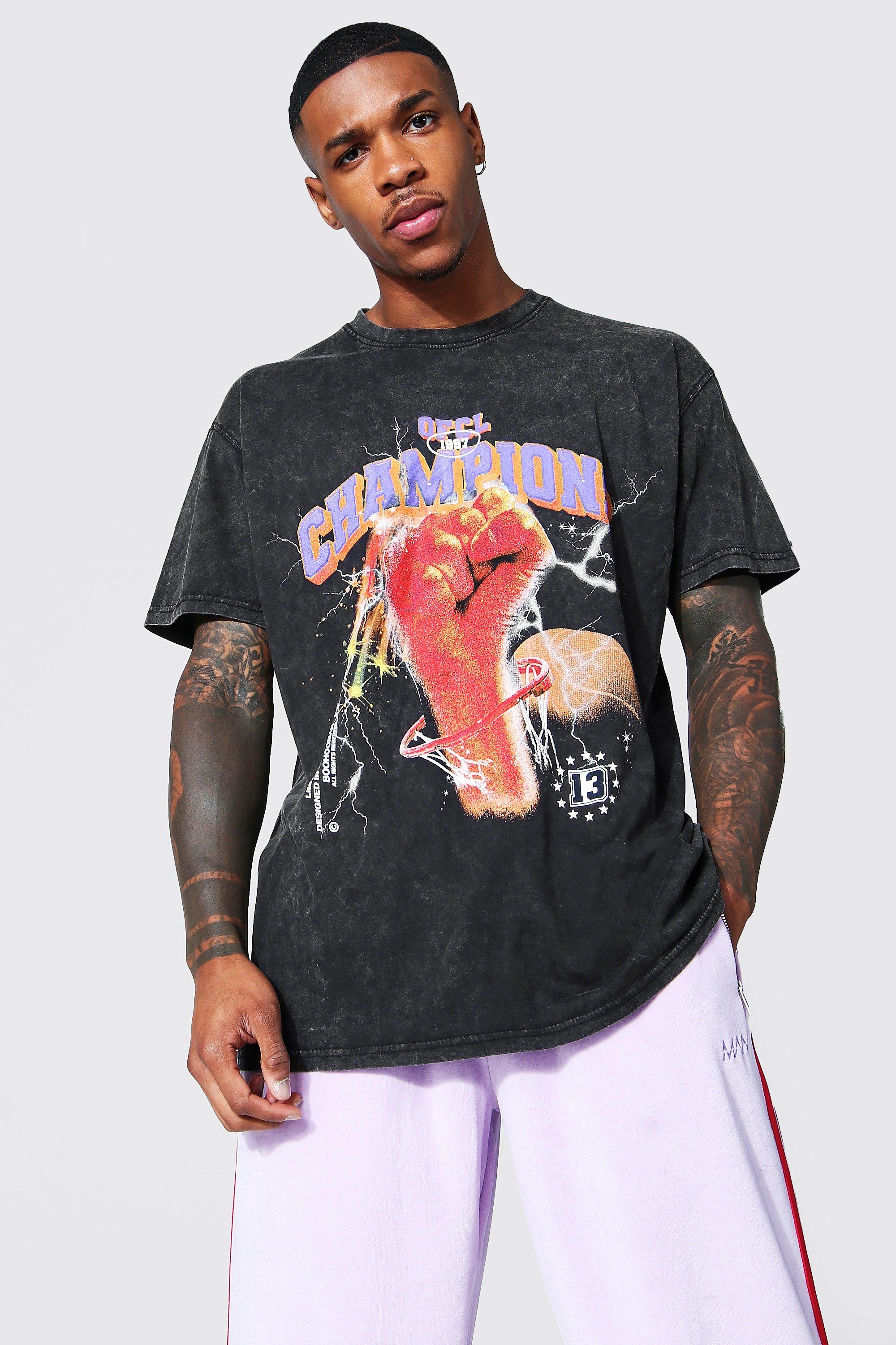 Oversized Washed Dove Graphic T-Shirt