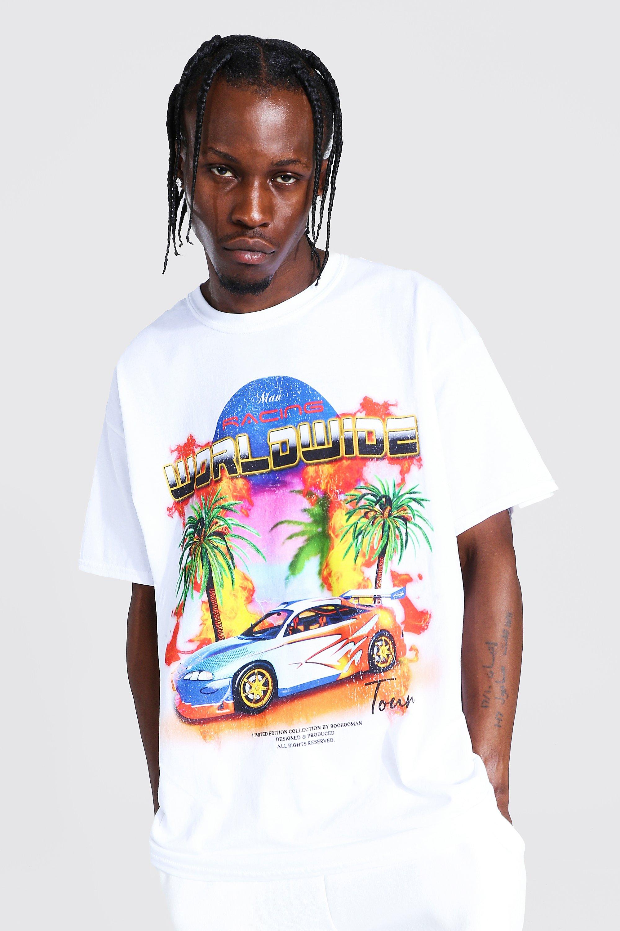 Oversized Worldwide Car Graphic T-shirt