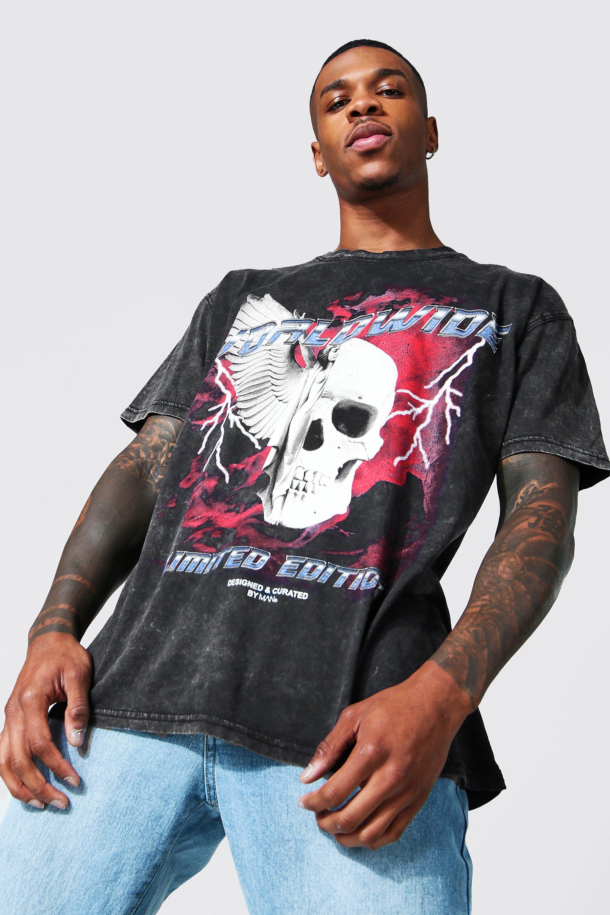 Oversized Overdyed Skull Graphic T-shirt