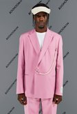 Pink Relaxed Fit Suit Jacket With Chain