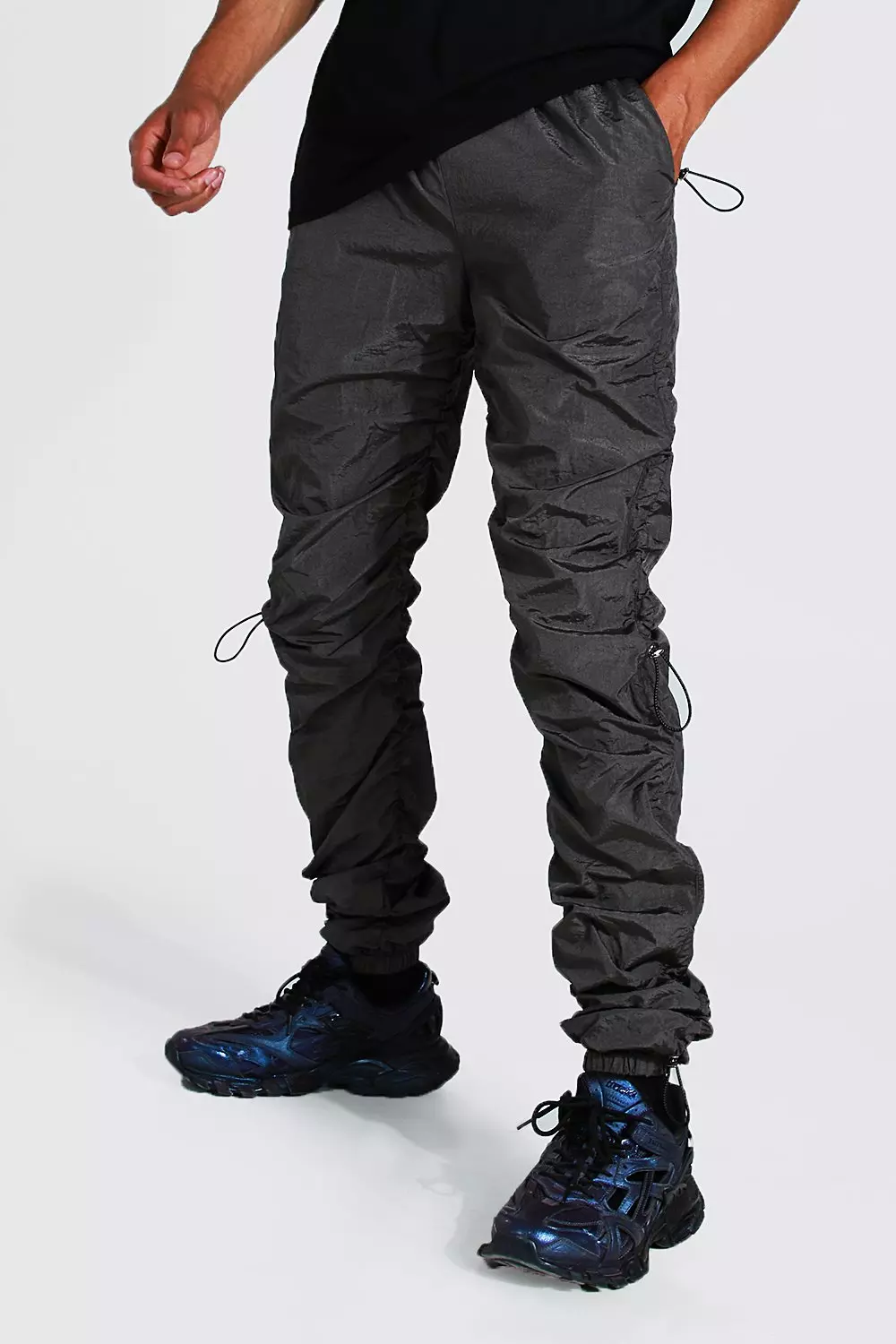 Tall Ruched Leg Bungee Cord Cargo Pants boohooMAN USA