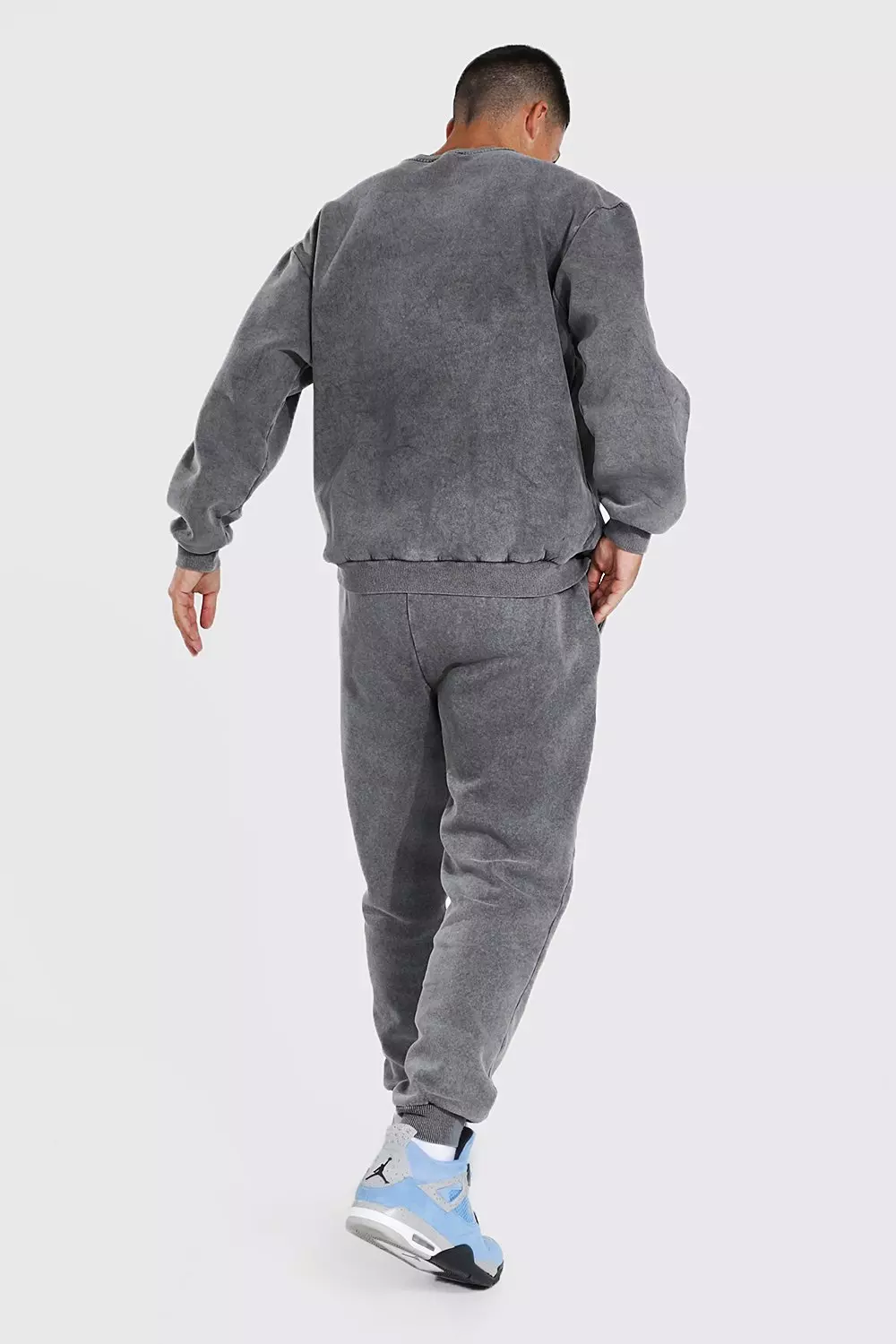 Charcoal Loose Acid Wash Drip Face Sweater Tracksuit alternative image