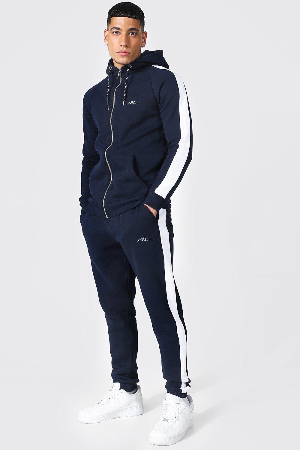 Boohooman 2025 navy tracksuit