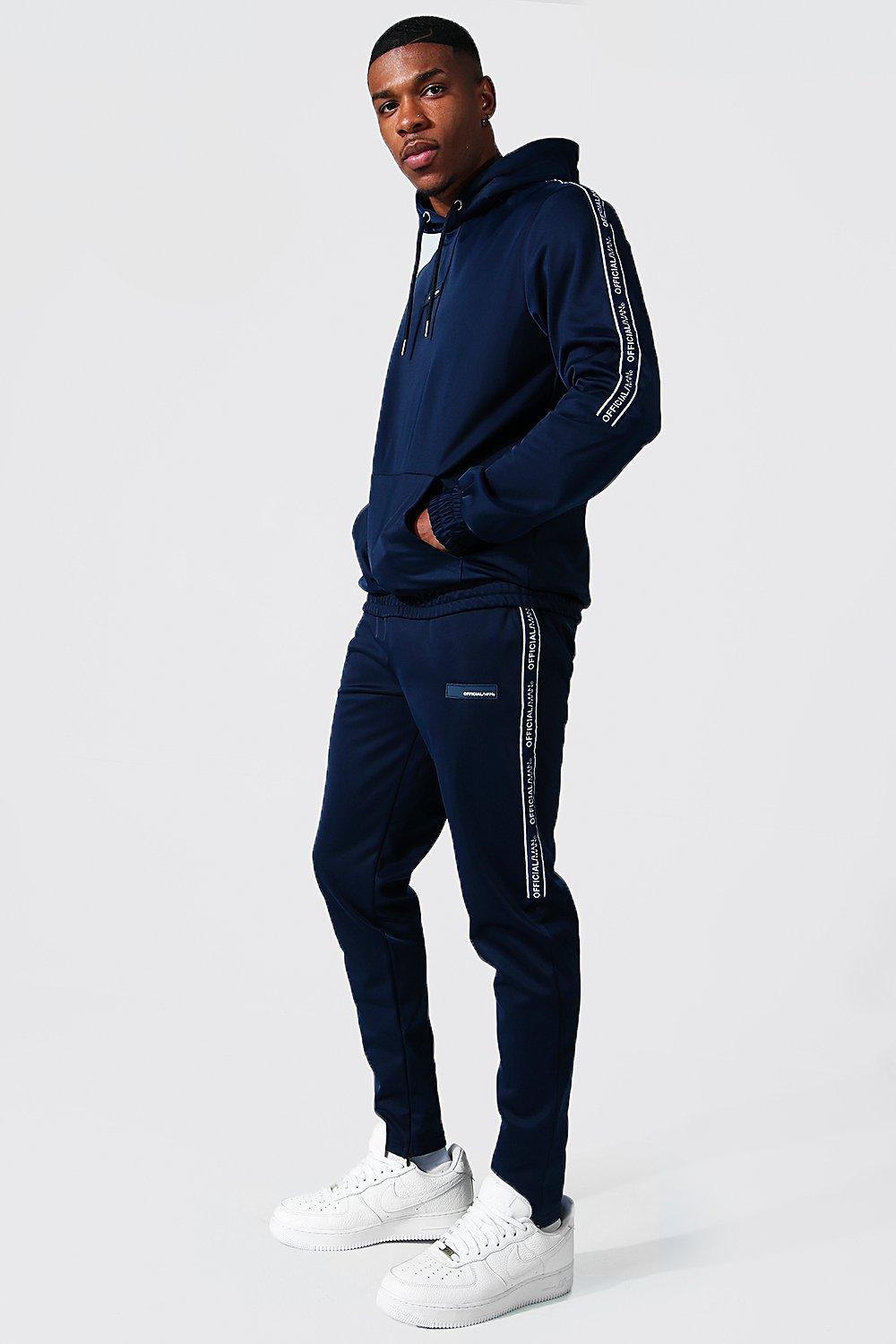 Boohooman hot sale navy tracksuit