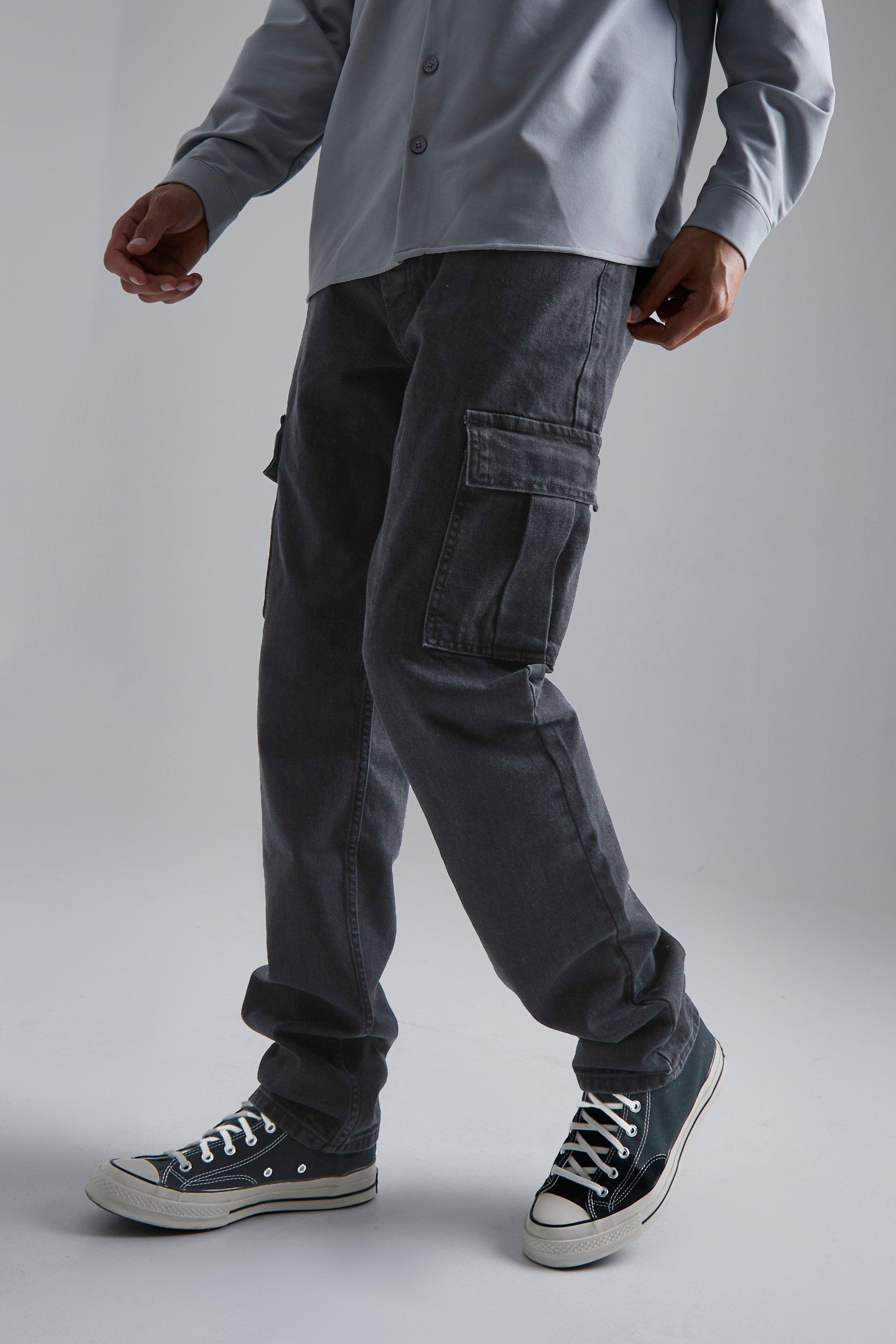 Tall Straight Leg Side Zip Hem Cargo Jeans