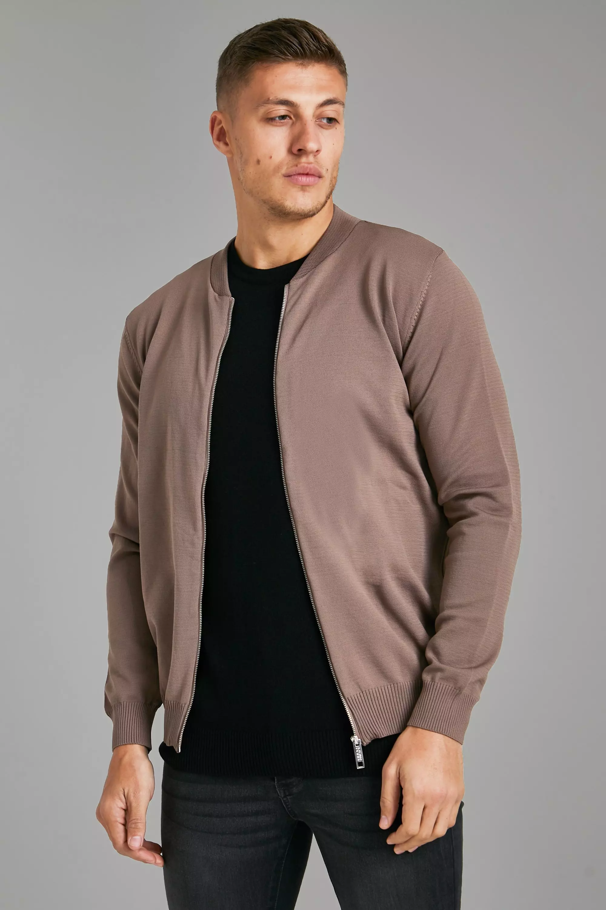 boohooman.com | Smart Knitted Bomber