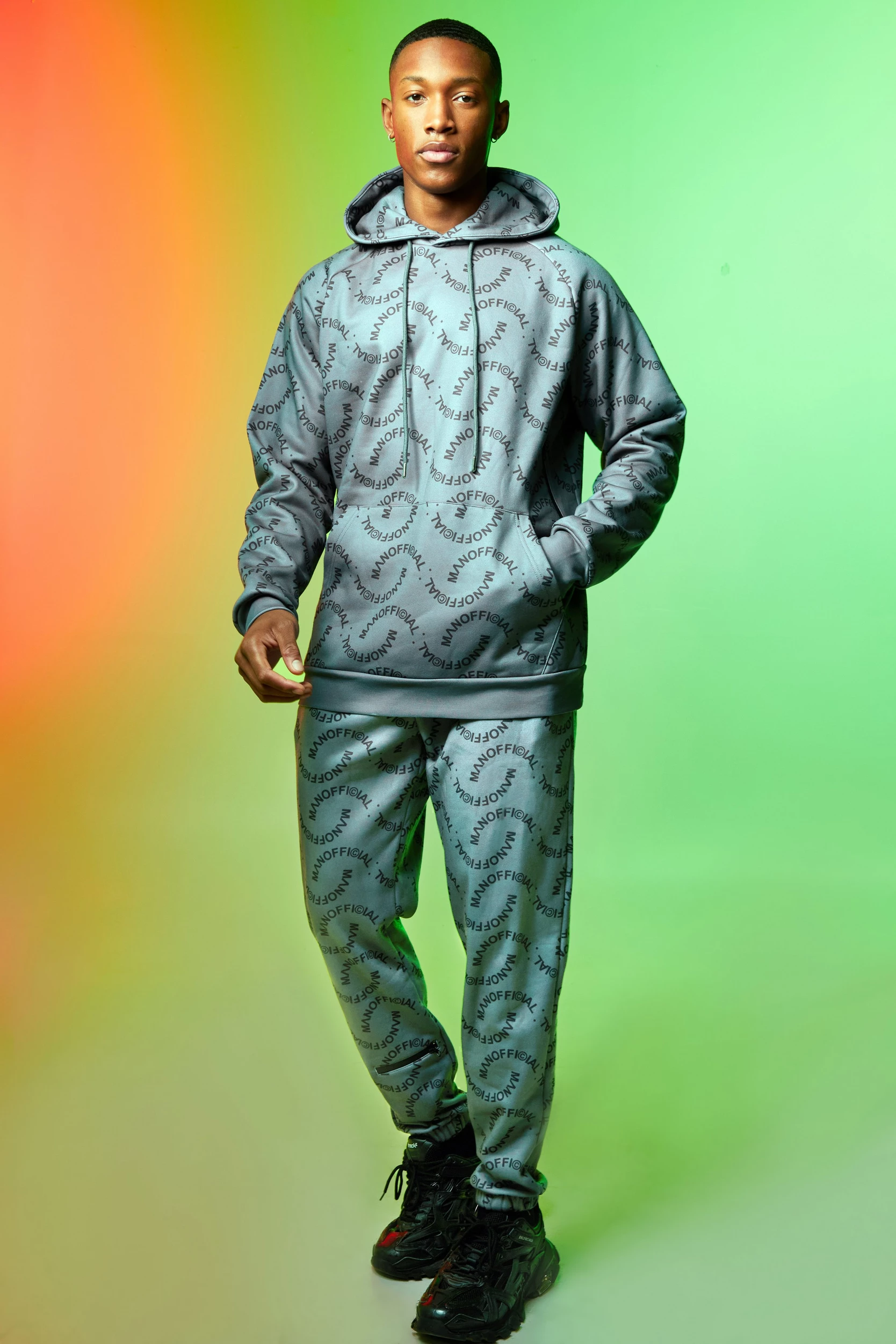 boohooman.com | Man Ofcl All Over Print Hooded Tracksuit